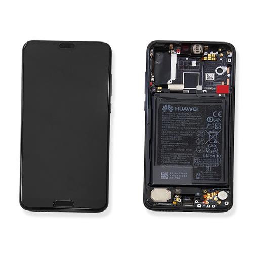 [02351WQK] Display lcd completo di touch screen più frame e batteria originale per Huawei P20 Pro CLT-L29 - Nero