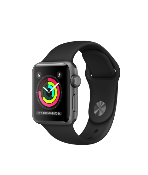 Apple Watch Series 3 GPS cassa 38mm in alluminio Space gray con cinturino Sport nero