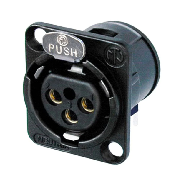 [NTR-NC3FD-H-B] Connettore XLR Neutrik Nero con contatti dorati 90°