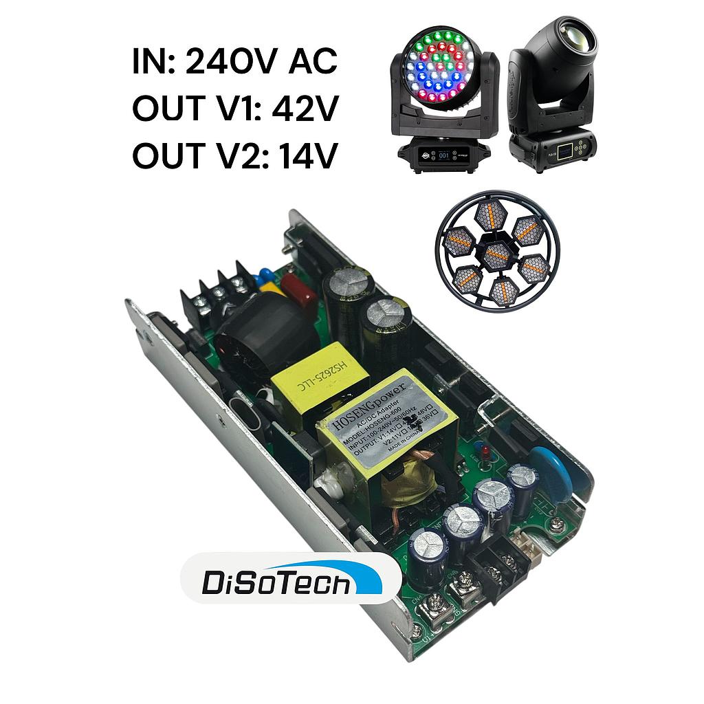Alimentatore da 240V a V1=42V V2=14V per Testa mobile o effetti luce