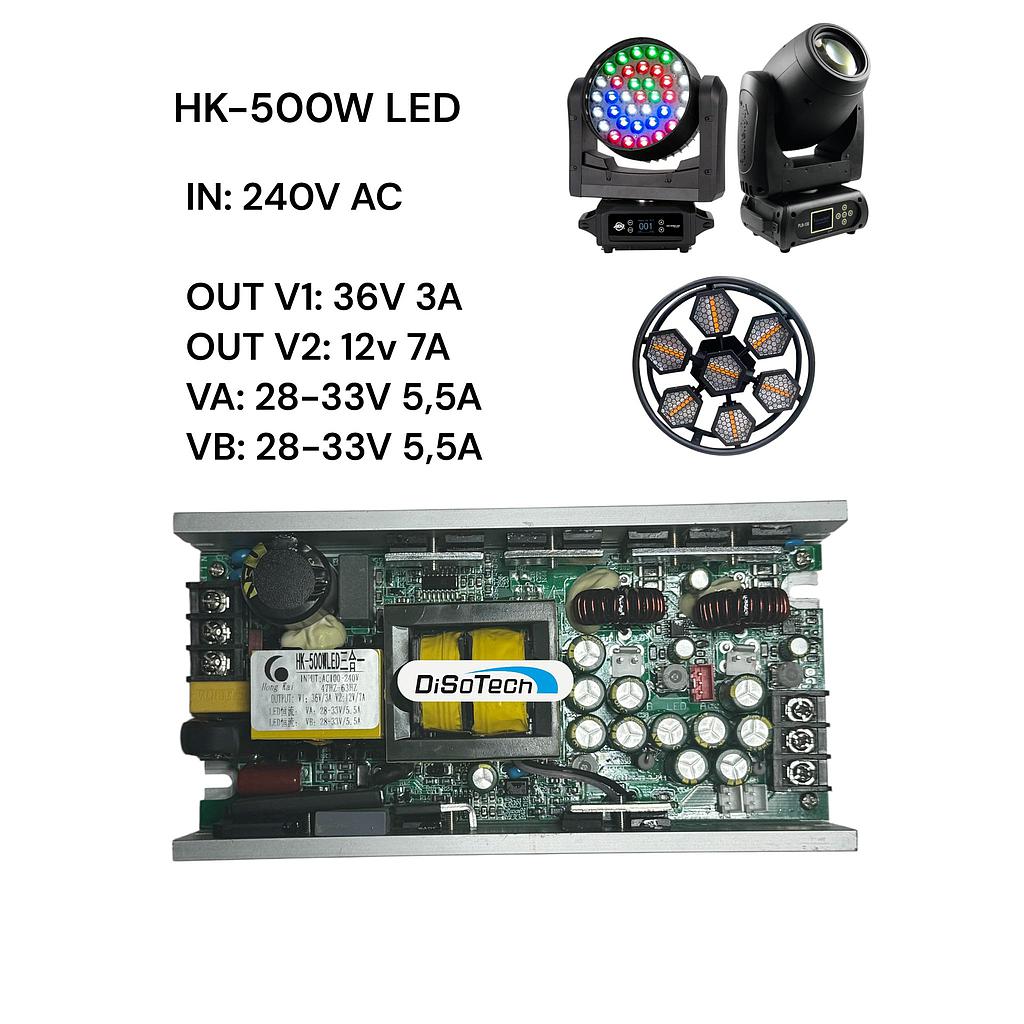Alim. HK-500 LED V1=36V 3A V2=12V 7A VA/VB 28-33V 5,5A per effetti luce