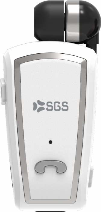[SGSBTREEL] Auricolare SGS filo retrattile Bluetooth bianco