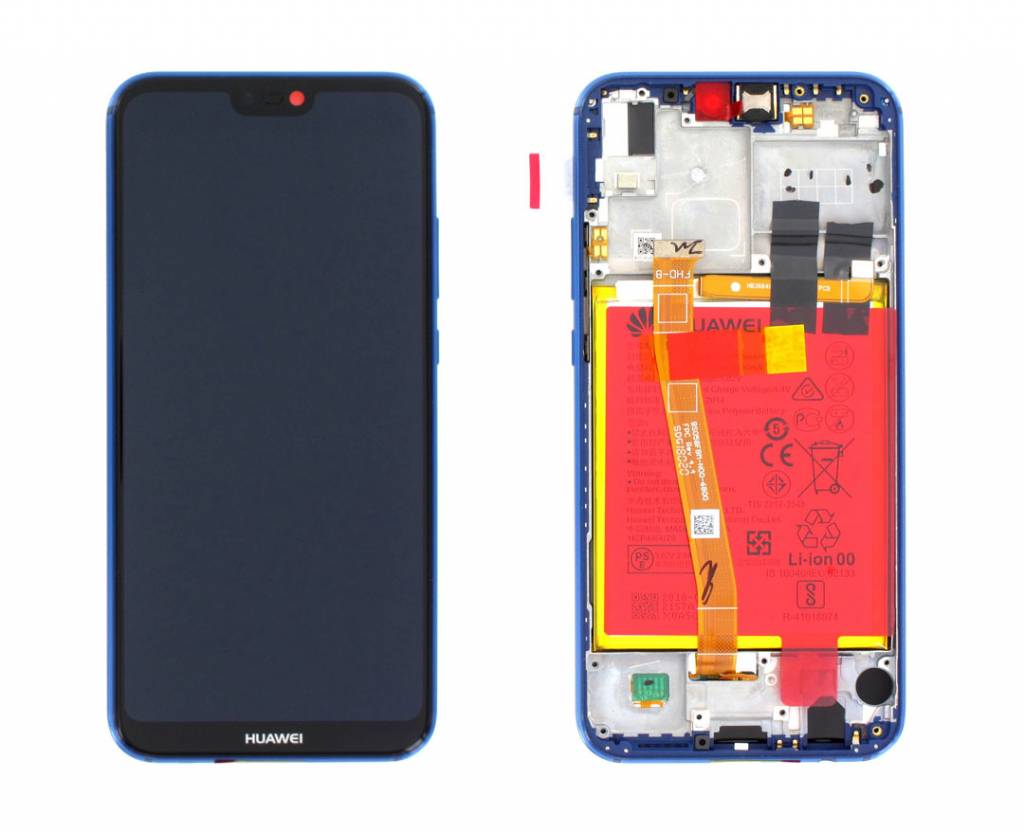 [02351XUA] Display Lcd completo di touch screen con frame e batteria Originale per Huawei P20 Lite ANE-LX1 - Blu