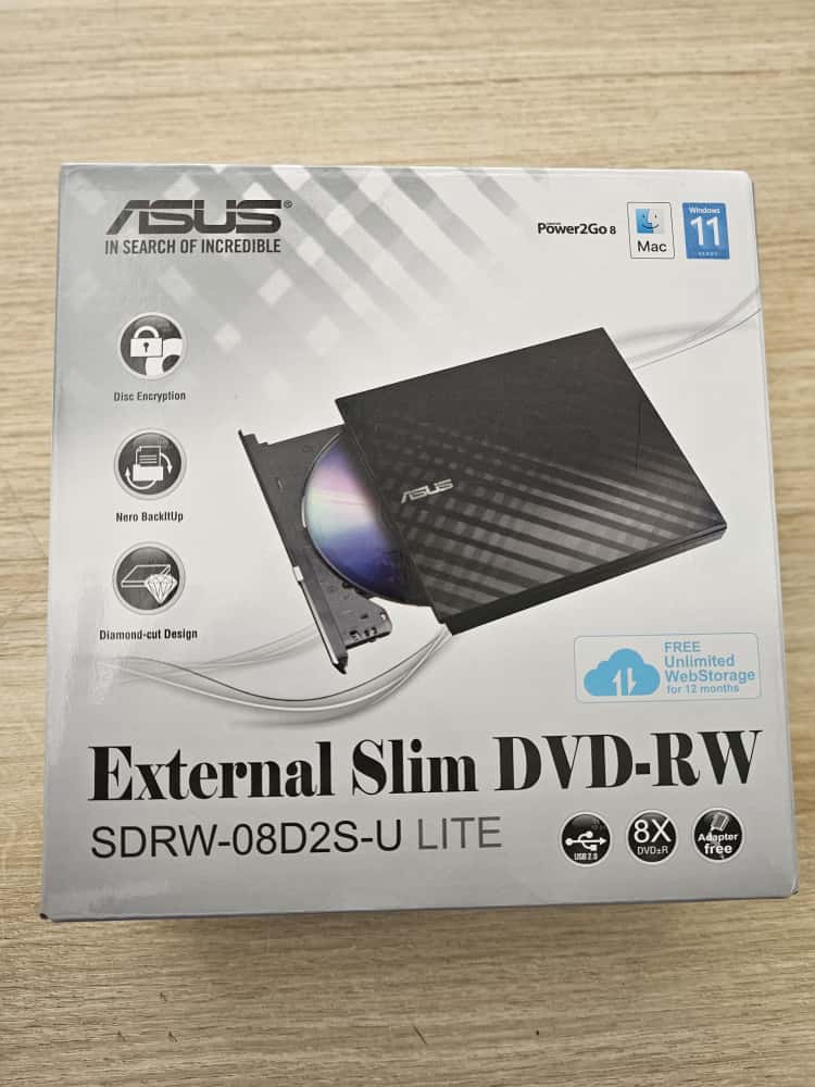 LETTORE DVD ESTERNO ASUS LITE NERO