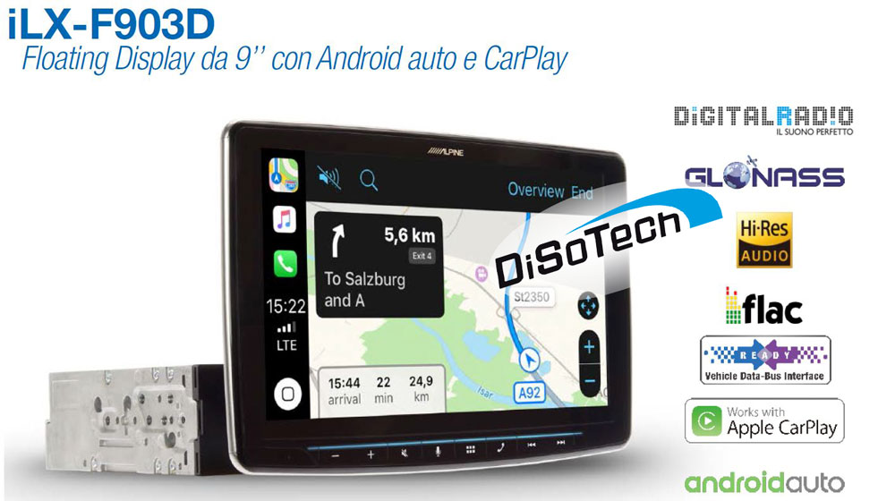 [iLX-F903D] Autoradio Alpine iLX-F903D Display 9" 1 Din Motorizzato con Apple Car Play e Android Auto