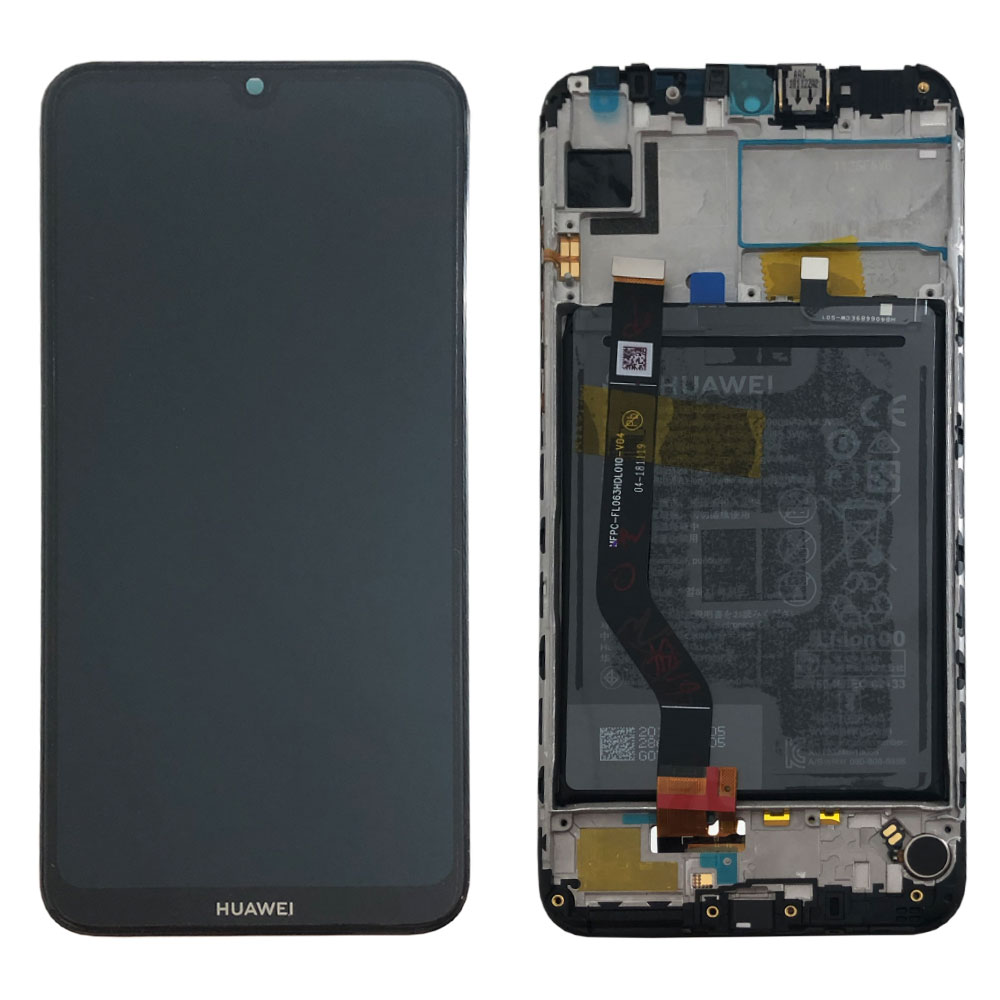 Display Lcd completo di touch screen con frame e batteria Originale per Huawei Y7 (2019) - Nero