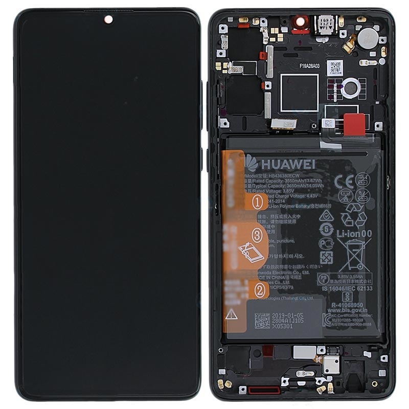 [02352NLL] LCD + TOUCH + FRAME + BATTERIA PER HUAWEI P30 - NERO