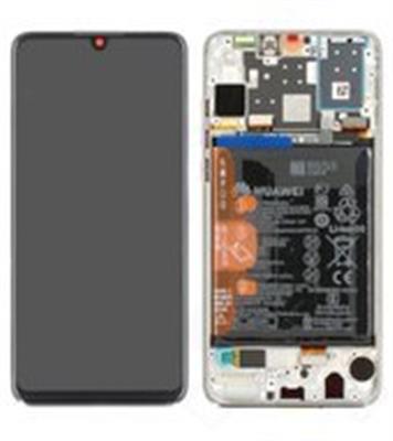[02352RQC] Display Lcd completo di touch screen con frame e batteria Originale per Huawei P30 Lite MAR-LX1A bianco