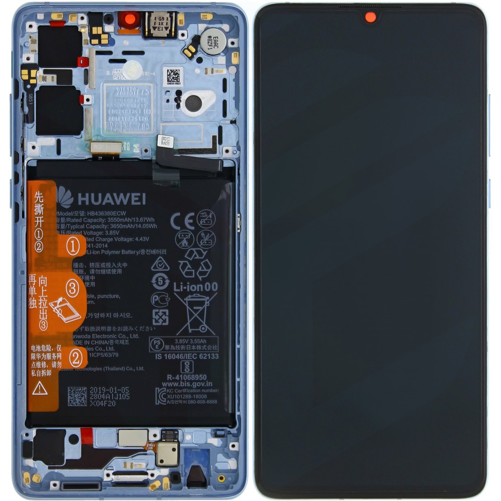 [02354HMF] Display Lcd completo di touch screen con frame e batteria Originale per Huawei P30 ELE-L09 ELE-L29 - Breathing Crystal