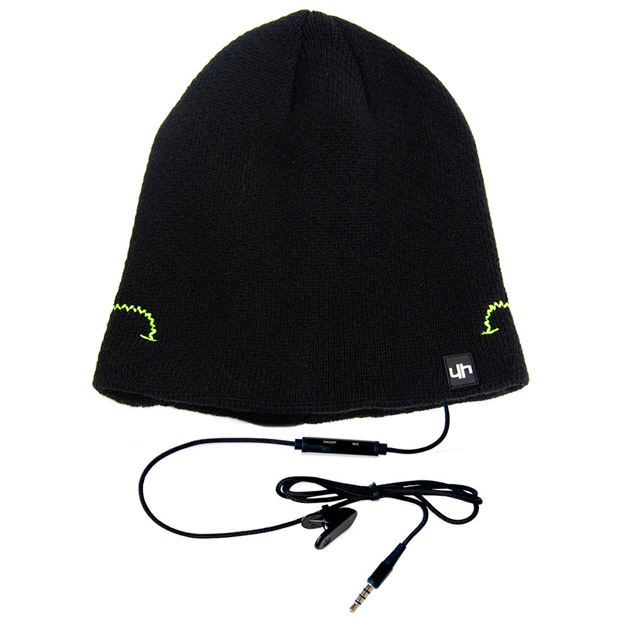 [15058] Cappellino invernare con auricolare e microfono nero