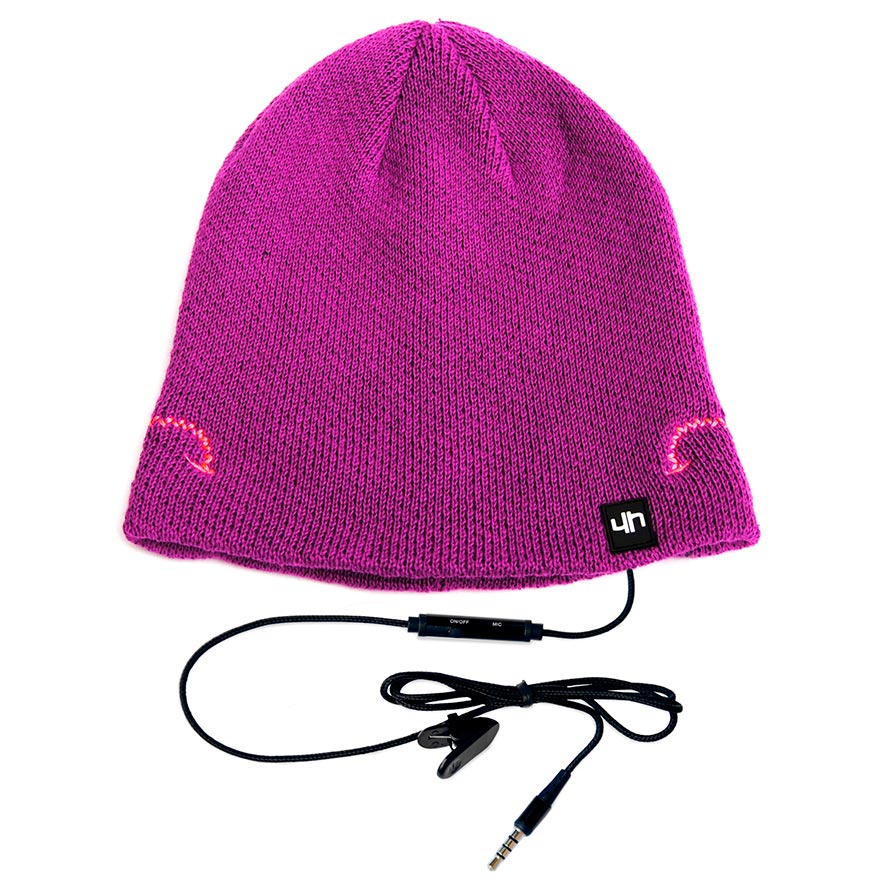 Cappellino invernare con auricolare e microfono rosa