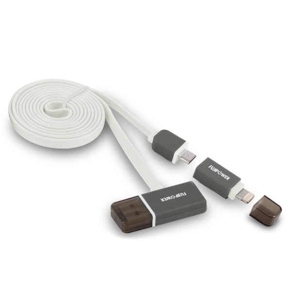 [15033] CAVO DI RICARICA MICRO USB/ LIGHTNING PIATTO BIANCO