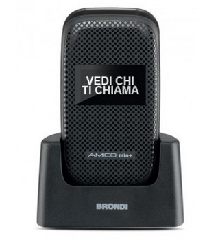 CELLULARE BRONDI SENIOR AMICO MIO+ DISPLAY 2,2" DUAL SIM TORCIA DISPLAY ESTERNO VIVAVOCE BASETTA INCLUSA BLACK