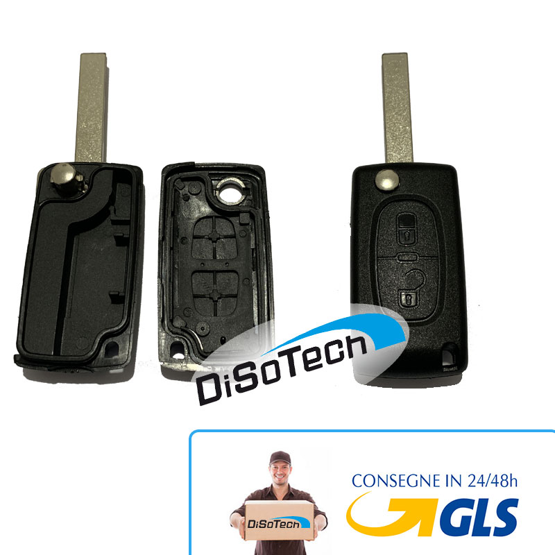 [CI-KS02-ANO] Citroen / Peugeot guscio 2 tasti, no porta batteria, lama con rigo laterale