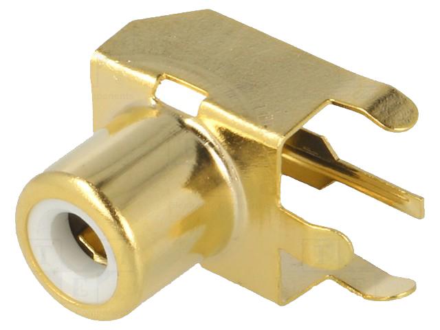 Connettore presa RCA bianco pcb 90° Verticale dorato
