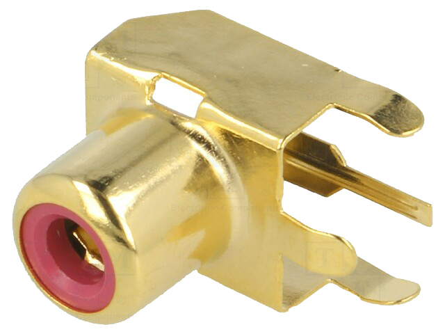 Connettore presa RCA rosso pcb 90° Verticale dorato