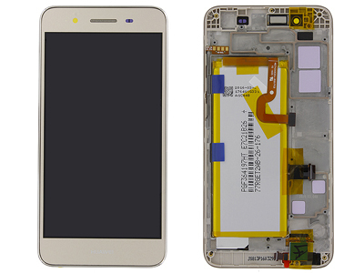 [DST-00069] DISPLAY LCD + TOUCH SCREEN PER HUAWEI P8 LITE SMART COMPLETO DI BATTERIA E FRAME - TAG-L01 - GOLD