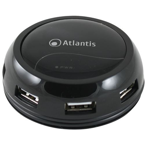 HUB USB 2.0 4 PORTE + ALIMENTATORE NERO ATLANTIS