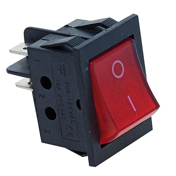 [34.47713] INTERRUTTORE 0-1 15A 250Vac LUM. ROSSO 35x26 mm
