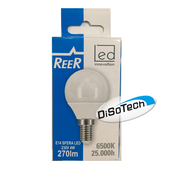 Lampada LED a sfera opale E14 220V 4W 6500K Bianco freddo