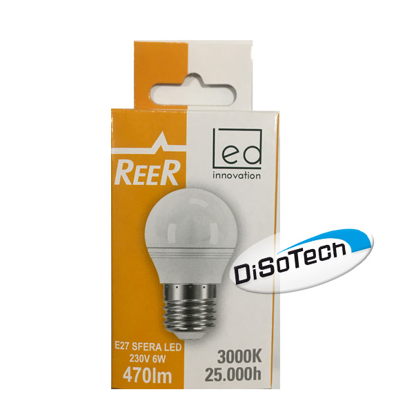 [REE5455778] Lampada LED a sfera opale E27 220V 6W 3000K Bianco caldo