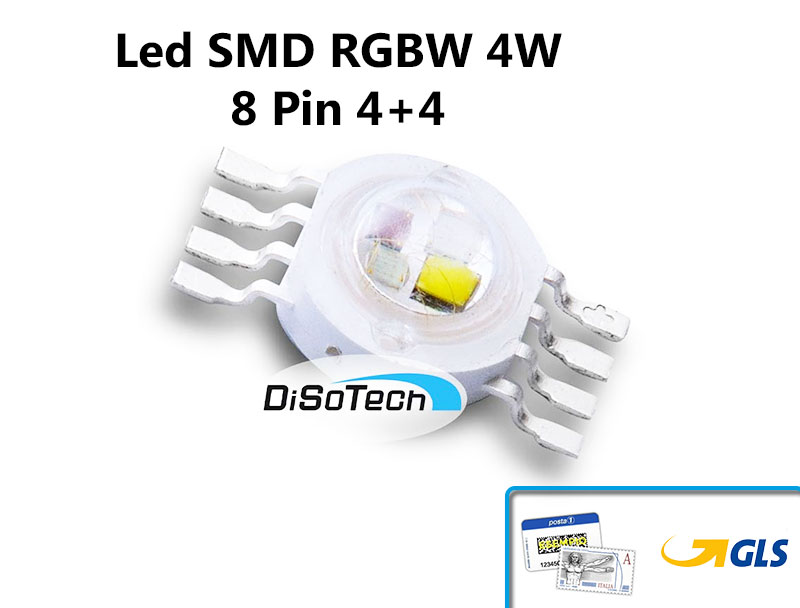 [led-smd10w-rgbw] LED SMD RGBW 8 Pin 4+4 4W 3-3,4V