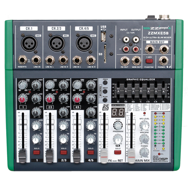 [ZZMXE5B] MIXER ZZIP COMPATTO 5 CANALI CON DSP E BLUETOOTH