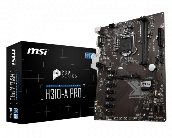 MSI MB H310-A PRO ATX LGA1151 8TH GEN DDR4 PCI-EX1/16 SATA3 USB3.0 PRO SERIES