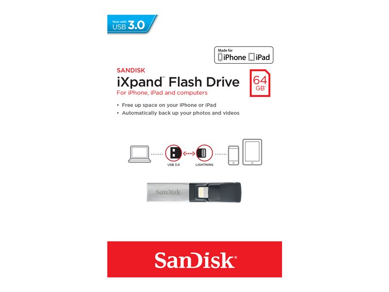 [SDIX30N-064G-GN6NN] Pen Drive USB 3.0 / lightning iXpand Go 64GB SanDisk
