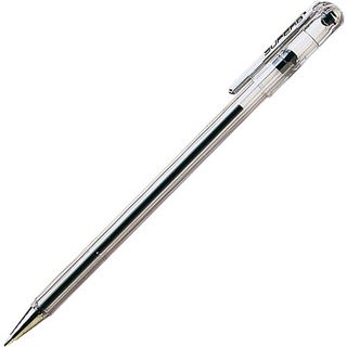 Pentel Superb Penna a sfera Stick, Punta fine da 0,7 mm, Fusto in plastica traslucido, Inchiostro nero (confezione 12 pezzi)
