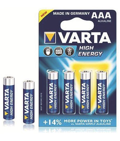 [varta-aaa1,5v] Pile Varta, 4pz mini stilo, 1,5V