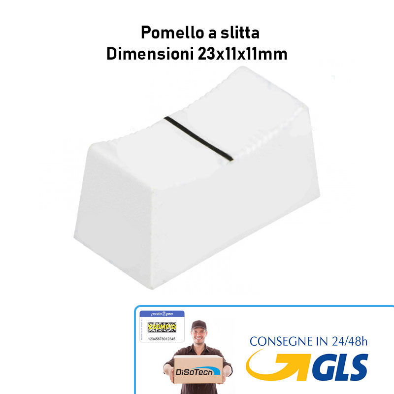 [CS1/4A-WHE] Pomello Manopola a Slitta Bianco 23x11x11mm