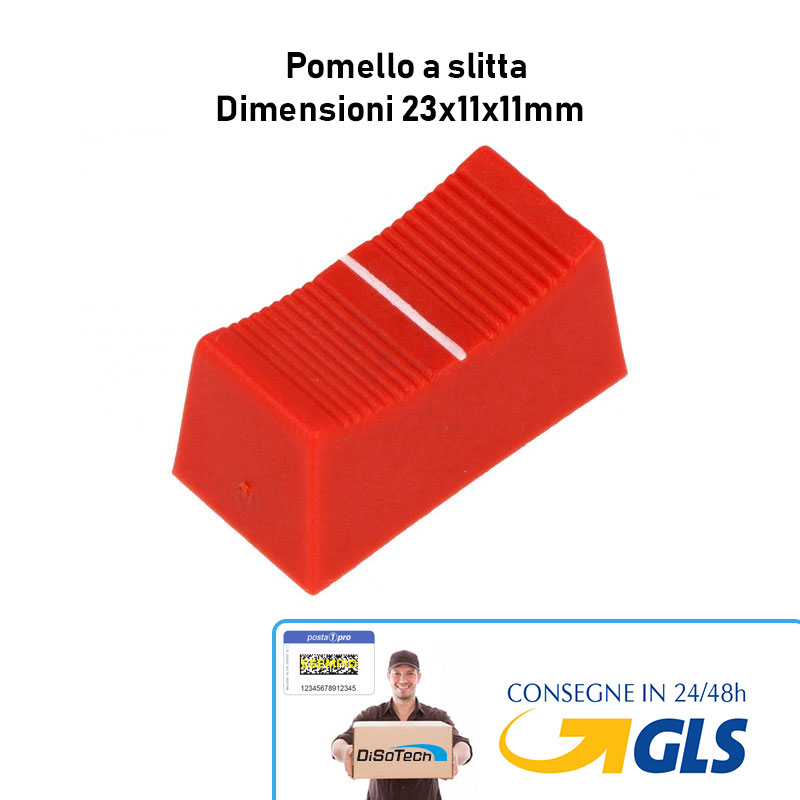 [DST-02378] Pomello Manopola a Slitta Rosso 23x11x11mm