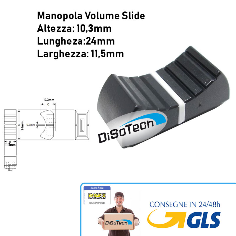 Pomello Manopola Volume Slide 24x11.5x10.5 Nero