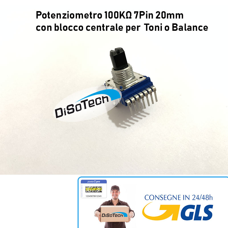 [DST-02532] Potenziometro ALPS 100K 7Pin 20mm con blocco centrale