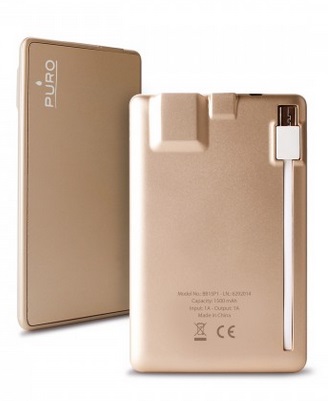 POWER BANK PURO CON CAVO INTEGRATO 3300MAH/1A GOLD