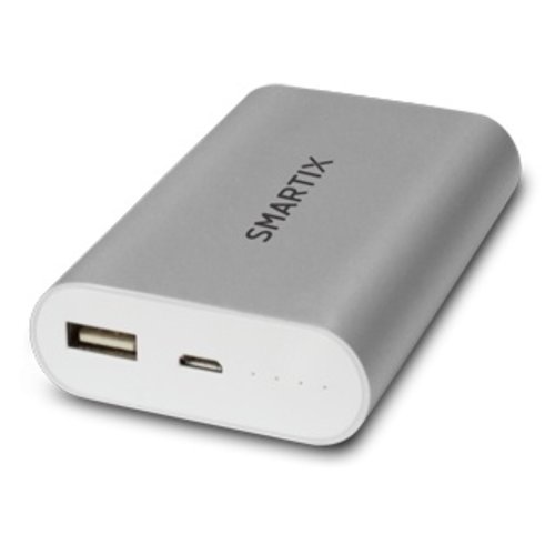 [13882] POWER BANK SMARTIX CON BATTERIA SAMSUNG 7800MAH/2A ARGENTO