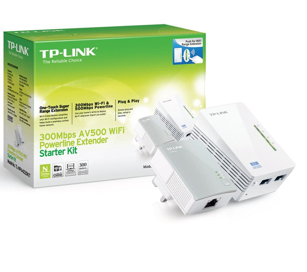 [TL-WPA4220KIT] Powerline Tp-Link Kit Wireless N 300Mbps con 2 porte Ethernet Extender