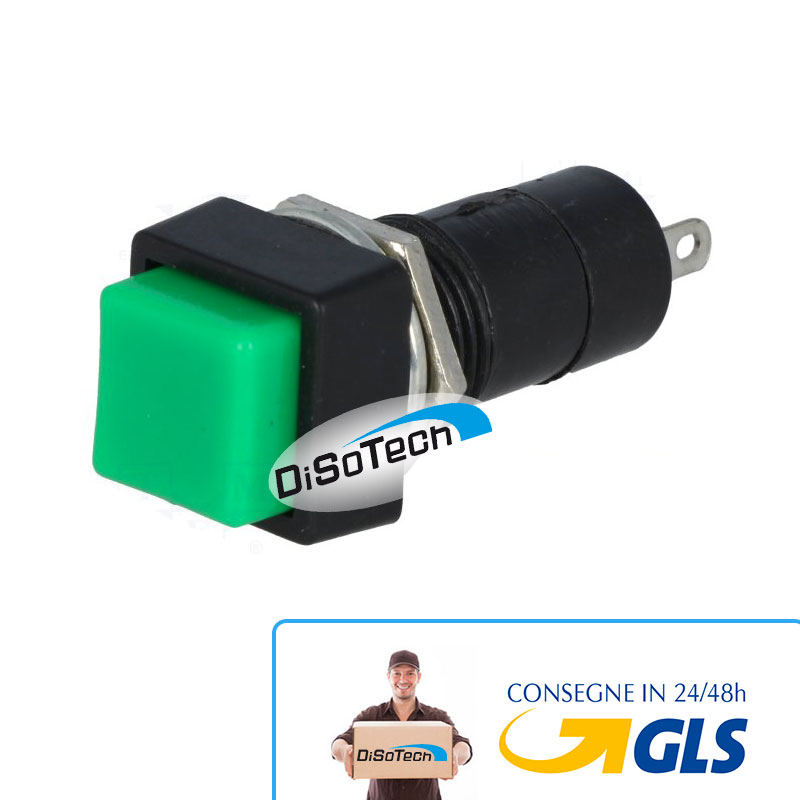 Pulsante verde NO 3A/125V Ø12mm