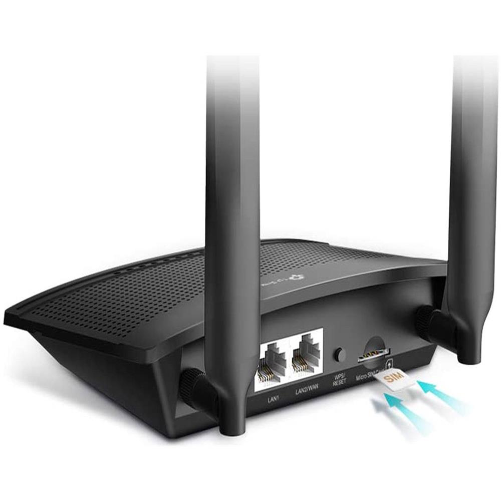 [TL-MR100] ROUTER MODEM CON SIM 300M WIRELESS N 4G LTE TP-LINK TL-MR100 1P LAN/WAN + 1P LAN - 2 ANTENNE LTE