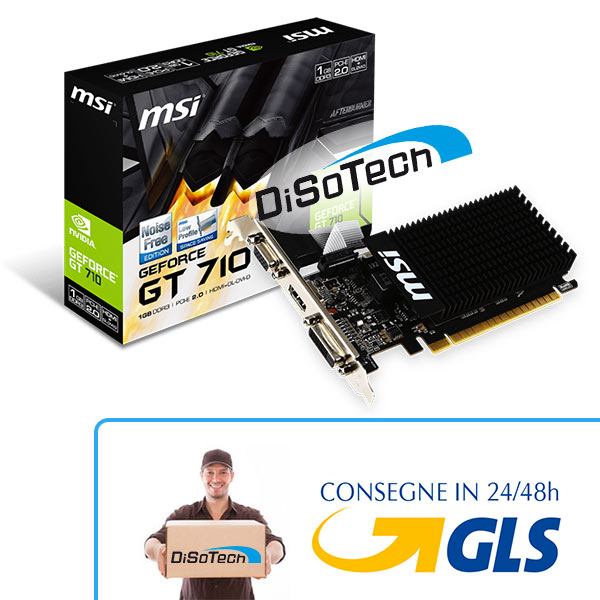 Scheda Video MSI VGA GT 710 1GB DDR3 DL DVI HDMI VGA