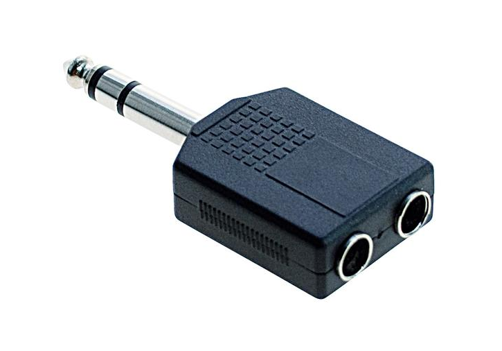 Adattatore audio 2 Jack 6.3 mm stereo femmina / Jack 6.3 mm stereo maschio