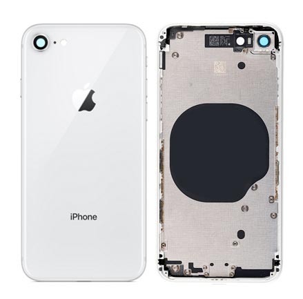 Scocca posteriore back cover in vetro completa di frame per iPhone 8 - Bianco Silver