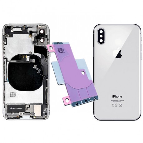 [DST-02739] Scocca posteriore back cover in vetro completa di frame per iPhone X - Silver