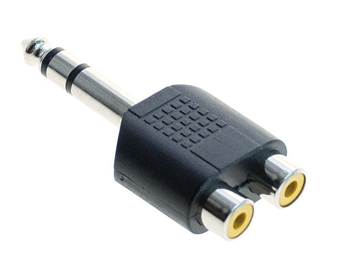 Adattatore audio 2 RCA femmina / Jack 6.3 stereo maschio