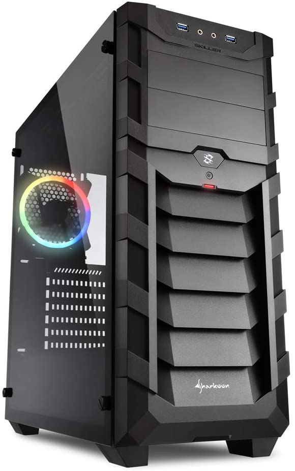 [SKILLER SGC1 RGB] SHARKOON CASE ATX SKILLER SGC1 RGB, 7 SLOT, 2XUSB3, 1X120MM FRONT, 1X120MM RGB REAR, WINDOW, RGB, BLACK
