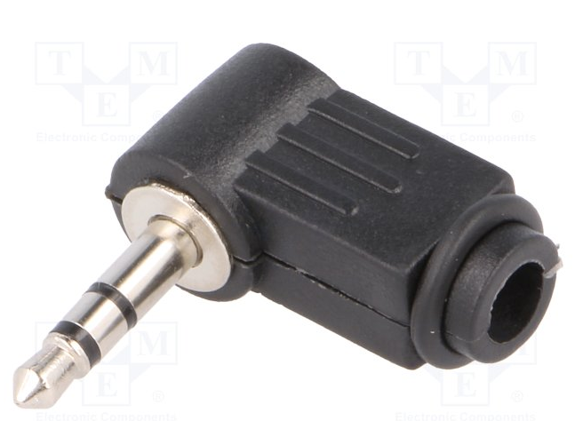 [JC-023] Spina Jack 3,5mm 90° in plastica nera