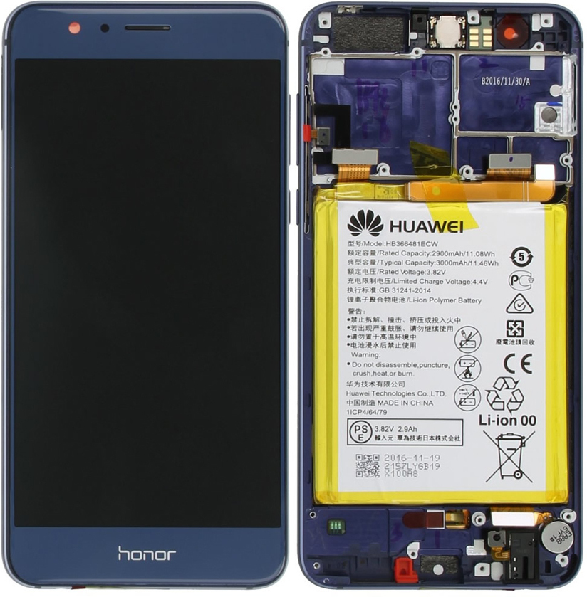 [02350USM] Display Lcd + Frame + Batteria per Huawei Honor 8 Blu - 02350USM