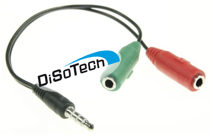 [DST-02146] Adattatore da 2 Jack 3,5mm Mic + Cuffie a singolo Jack 3,5mm 4 Poli