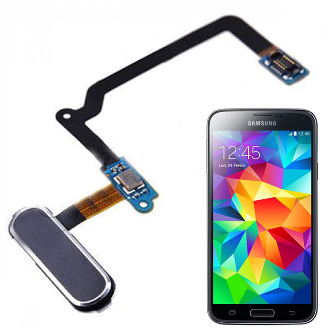 [3-DST] TASTO HOME CENTRALE CON FLAT FLEX PER SAMSUNG GALAXY S5 G900 i9600 NERO BLACK